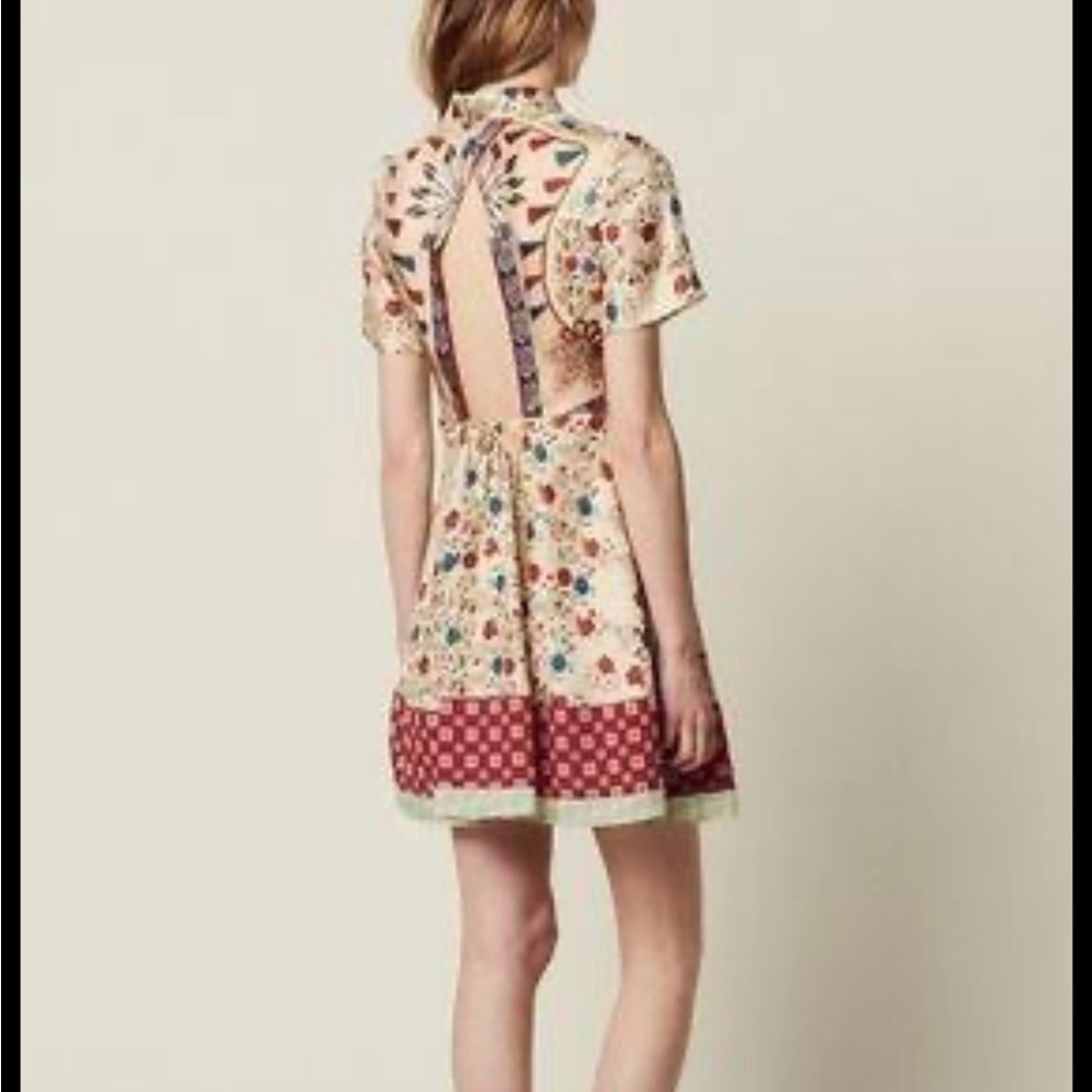 Sandro 100% Silk Floral Print Dress (Size EU 34) Excellent Condition